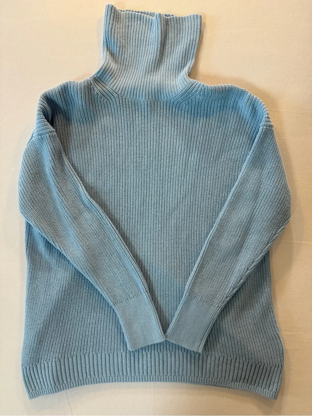 J. Crew Pale Blue Ribbed Turtleneck Sweater
